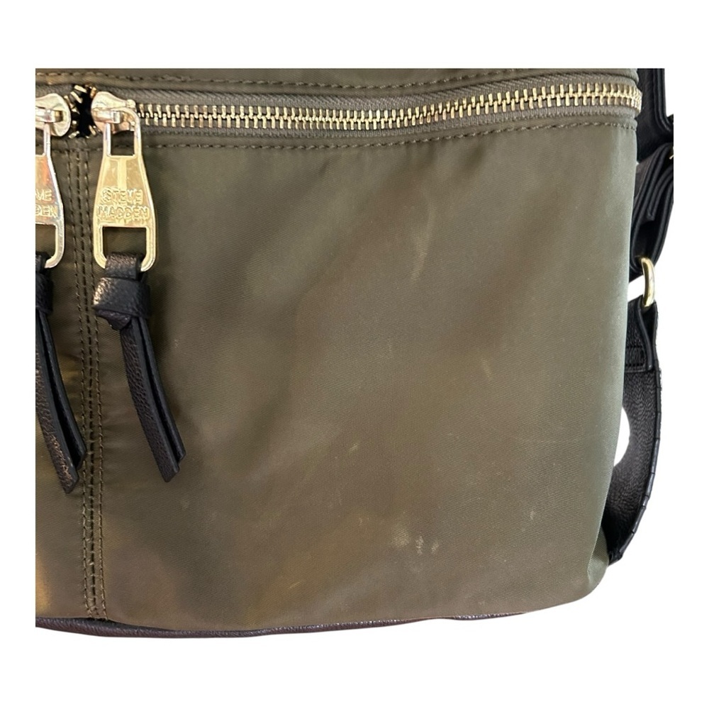 Steve Madden Nylon and Faux Leather Trim Spencer Backpack in Olive Green & Black - Picture 3 of 15